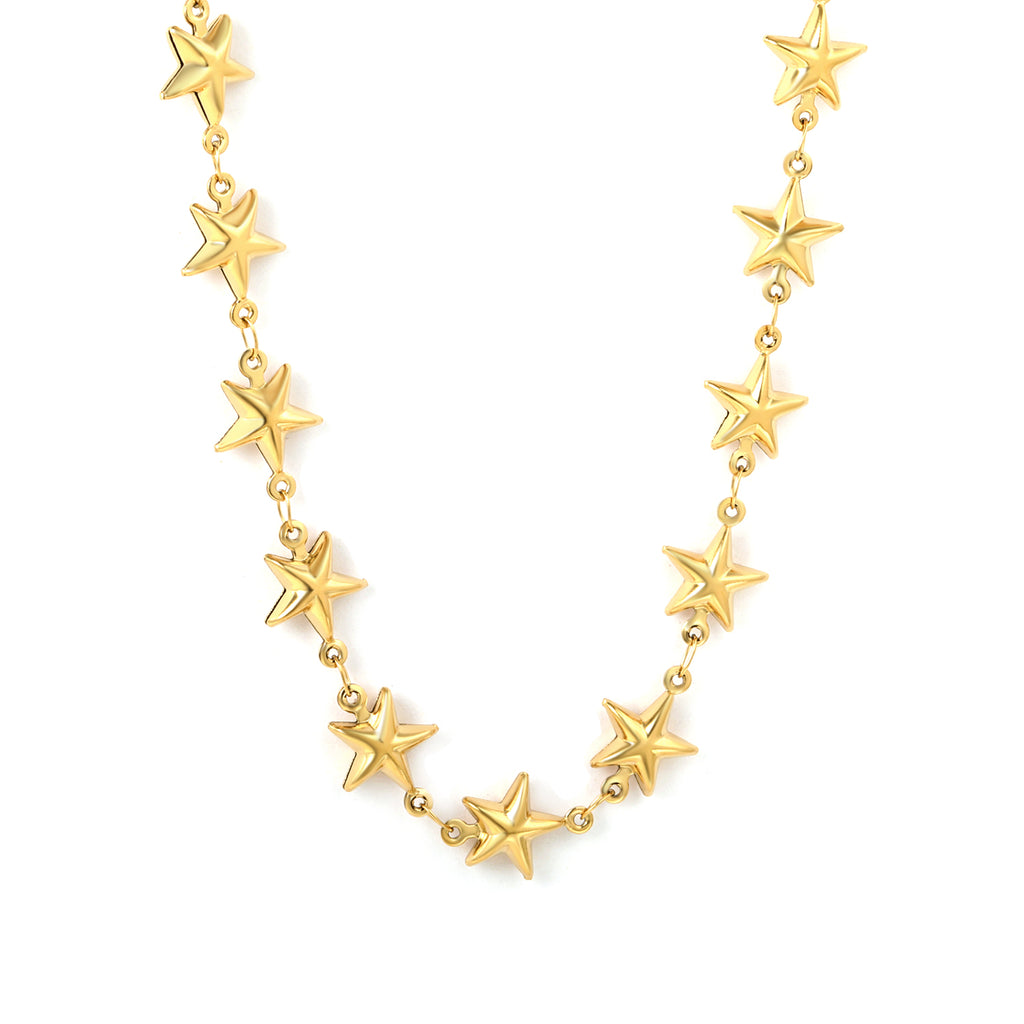 11x12mm 21 hollow stars, 40+5cm + 6mm round tag, gold