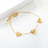 9.7*11mm Heart Fitting 0.35Cross Chain*18+3cm+6mm Round Plaque Bracelet Golden