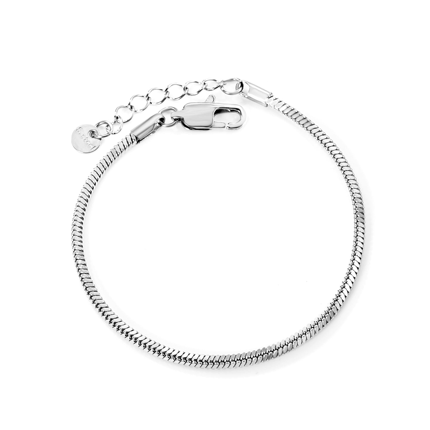 2.0mm/2.4mm Square Snake Bone Bracelet 18+3cm+6mm Round Tail Plaque Steel/Golden asonjewelry