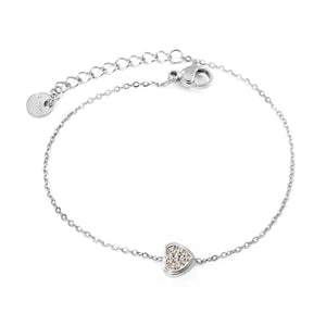 7.7 x 8mm beveled heart-shaped 0.3 cross chain bracelet 18+3cm+6mm round tag Steel color/gold color