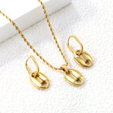 Pig nose set Golden oval wire ear clips: wire 2 * 12 * 17mm Earrings: 13 * 17mm Pendant: 13 * 17mm 2.0 twist chain * 40 + 5cm + 6mm round plate