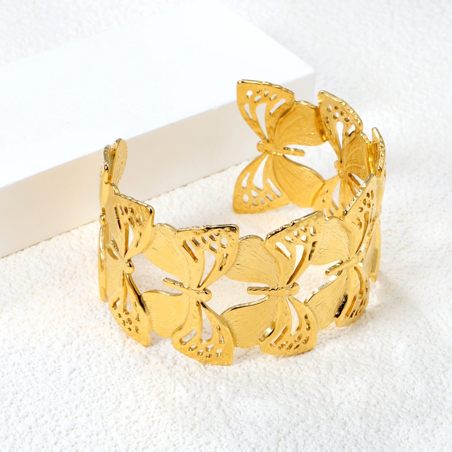 34.7mm wide open soft bracelet gold color asonjewelry