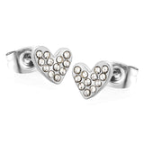 7*5.9mm heart-shaped white diamond plain pin earrings steel color/golden color