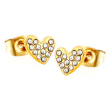 7*5.9mm heart-shaped white diamond plain pin earrings steel color/golden color