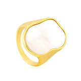 Wholesale Trendy Gold - Toned Stainless Steel Open Rings with Irregular Mother - of - Pearl Inlay for Bulk Orders