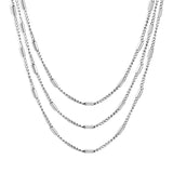 Sweater Chain W1.4*Wire0.4mm Side Wrap Tube Chain 50+60+70cm+5cm+6mm Round Tail Plaque Necklace Steel/Golden