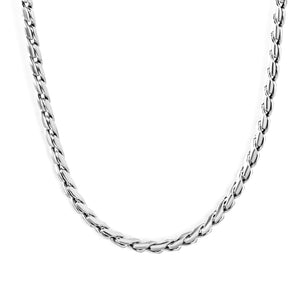 W2.8mm Round S Chain 40+5cm+6mm Round Tail Plate Necklace Steel/Golden