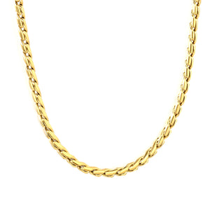 W2.8mm Round S Chain 40+5cm+6mm Round Tail Plate Necklace Steel/Golden