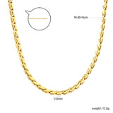 W2.8mm Round S Chain 40+5cm+6mm Round Tail Plate Necklace Steel/Golden