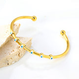 W3*ID59mm Red/Blue Oil Drip Eye Bracelet Steel/Golden