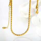 W2.8mm Round S Chain 40+5cm+6mm Round Tail Plate Necklace Steel/Golden