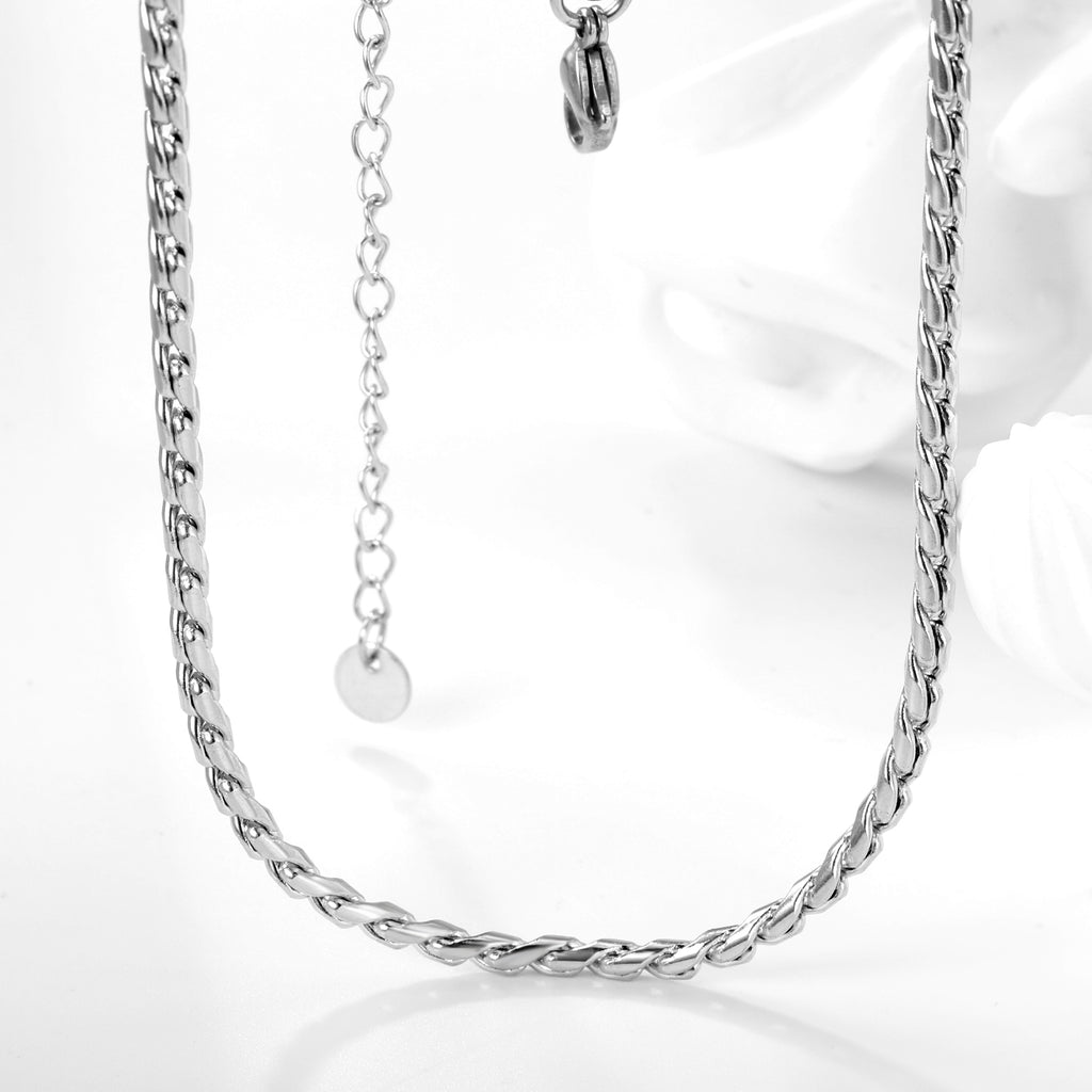 W2.8mm Round S Chain 40+5cm+6mm Round Tail Plate Necklace Steel/Golden