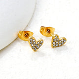 7*5.9mm heart-shaped white diamond plain pin earrings steel color/golden color