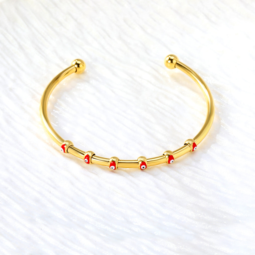 W3*ID59mm Red/Blue Oil Drip Eye Bracelet Steel/Golden