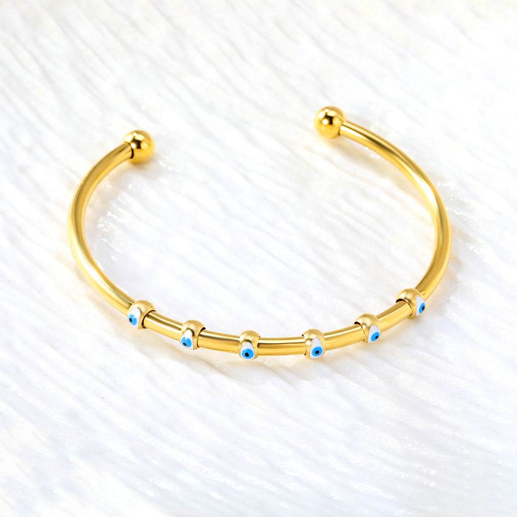 W3*ID59mm Red/Blue Oil Drip Eye Bracelet Steel/Golden