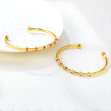 W3*ID59mm Red/Blue Oil Drip Eye Bracelet Steel/Golden