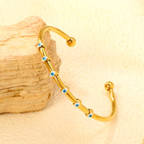 W3*ID59mm Red/Blue Oil Drip Eye Bracelet Steel/Golden