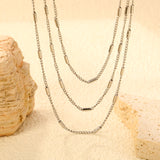 Sweater Chain W1.4*Wire0.4mm Side Wrap Tube Chain 50+60+70cm+5cm+6mm Round Tail Plaque Necklace Steel/Golden