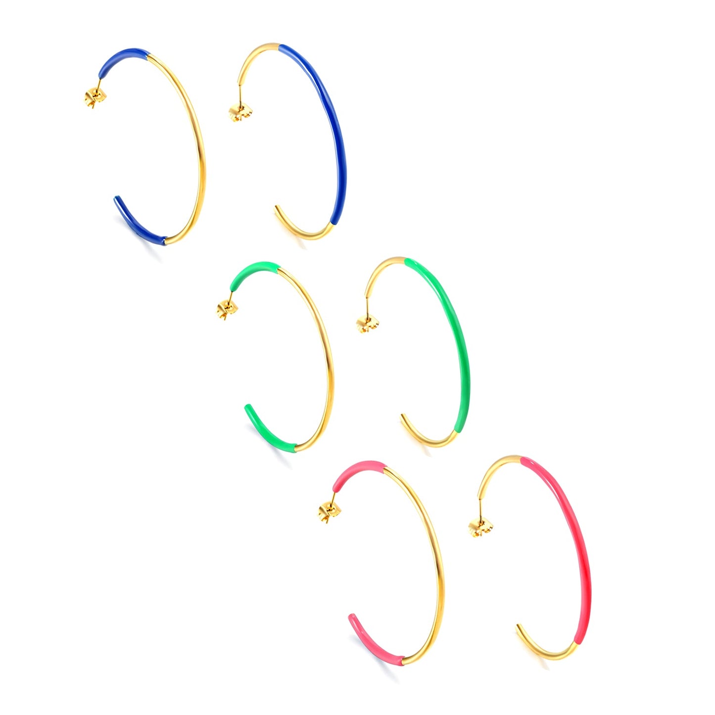 Pink & Blue & Green Circle Open Earrings 2*50mm asonjewelry