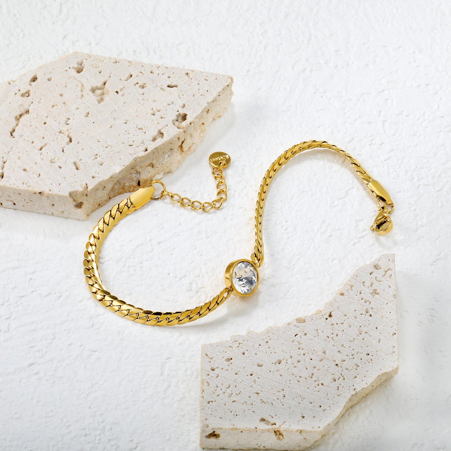 10mm Swarovski white diamonds, 4.2mm encrypted Cuban chain, 18+3cm+6mm round pendant, bracelet, gold asonjewelry