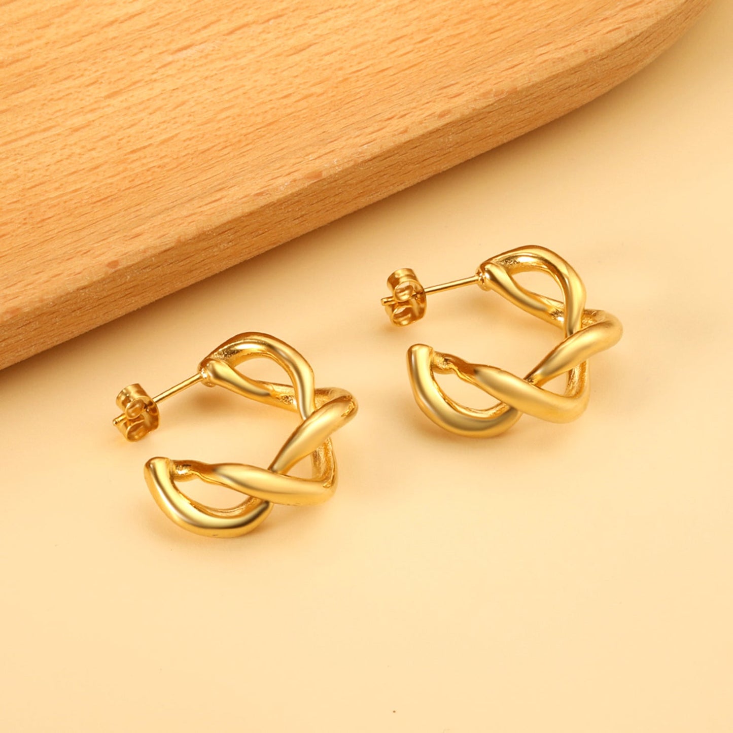 Twisted Semicircle Open Earrings 8*24mm asonjewelry