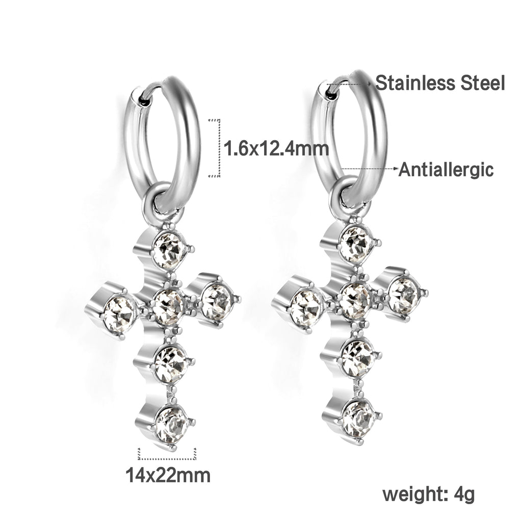 2024 New Year Fashion with Cross White Diamond Earrings