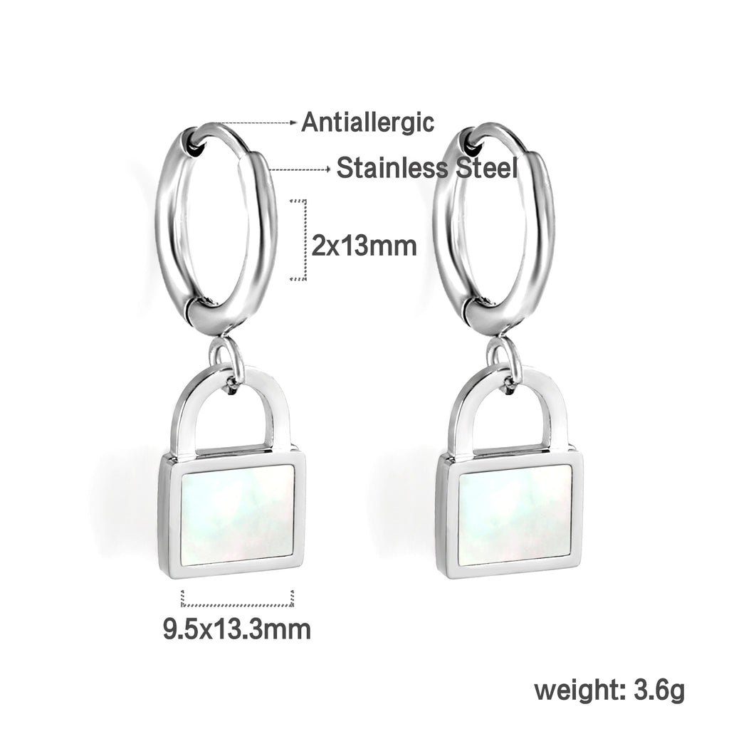 Boucles d'oreilles en coquillage blanc verrouillables, mode du nouvel an 2024