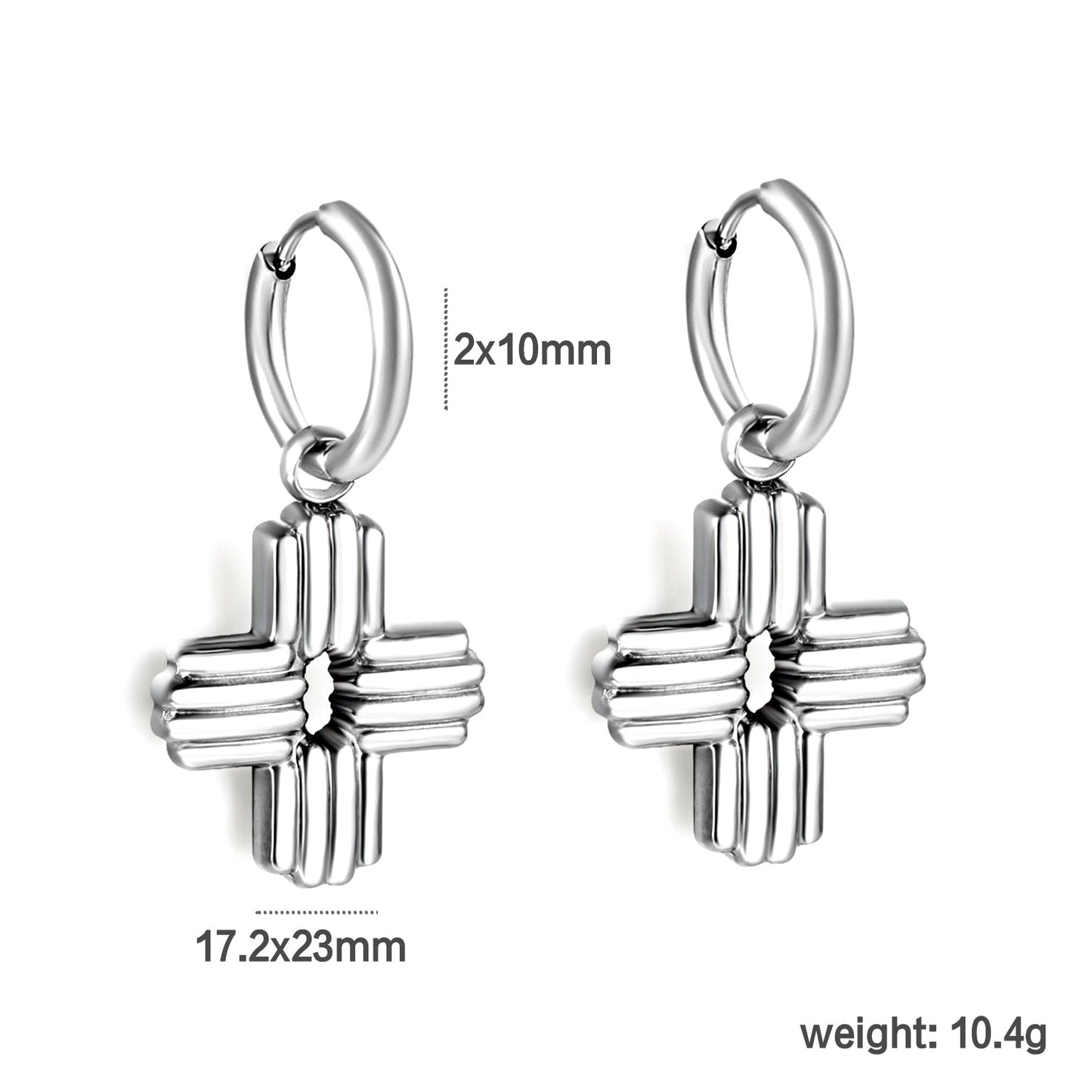 2*10mm circle with 17.2*23mm cross earrings steel color / gold color asonjewelry