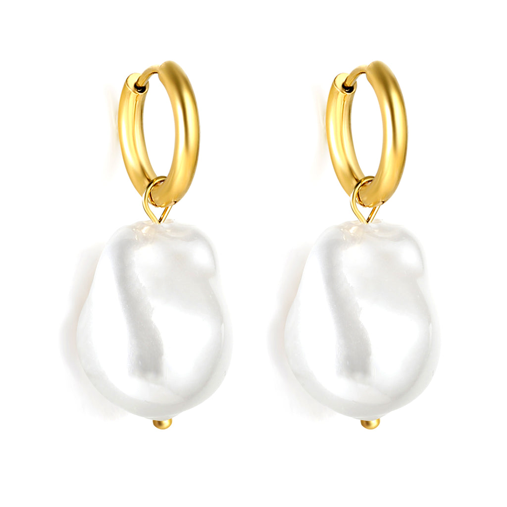 2024 New Year Fashion Various Irregular Shape White Pearl Earrings