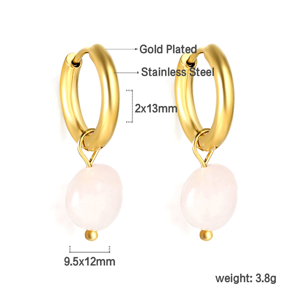 2024 New Year Fashion 3 Colors Natural Stone Stud Earrings