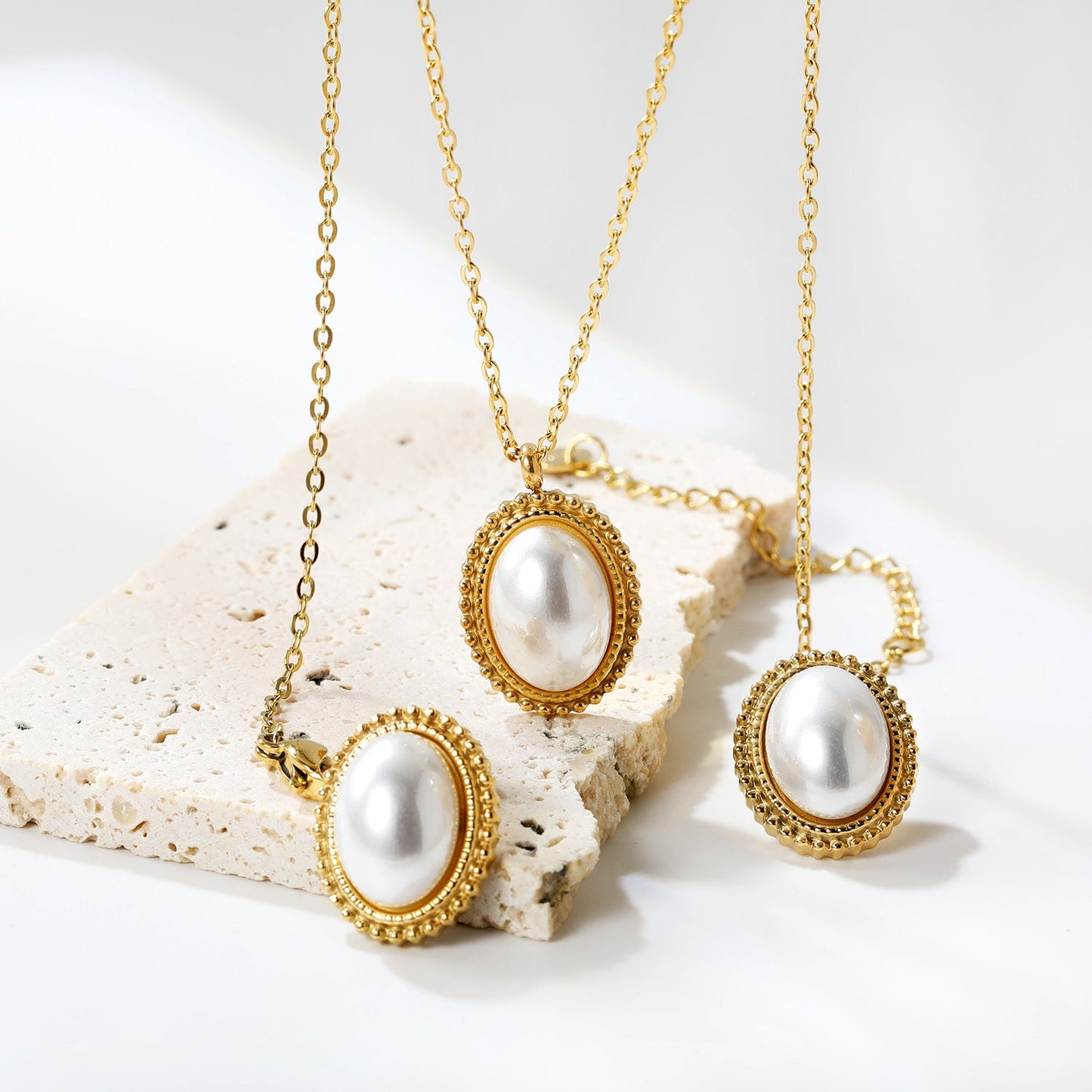 15.2*19.2mm Lace Oval with White Pearl Set asonjewelry