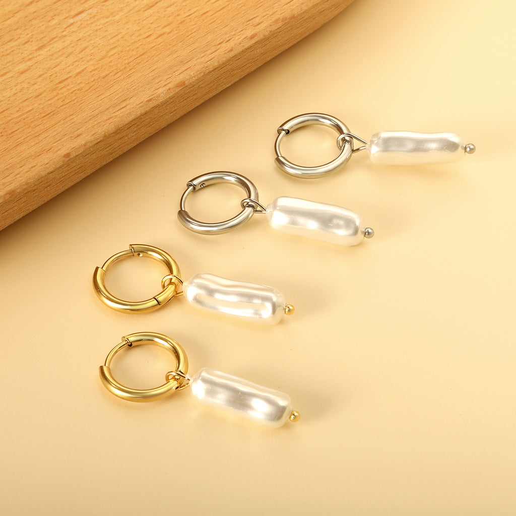 2024 New Year Fashion Various Irregular Shape White Pearl Earrings