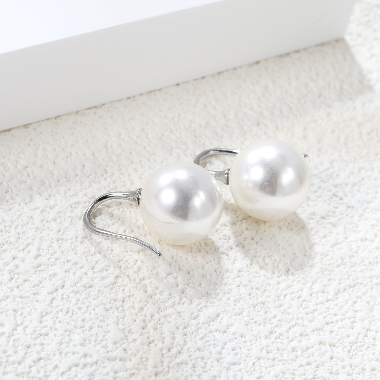 White Pearl Earrings 14mm asonjewelry