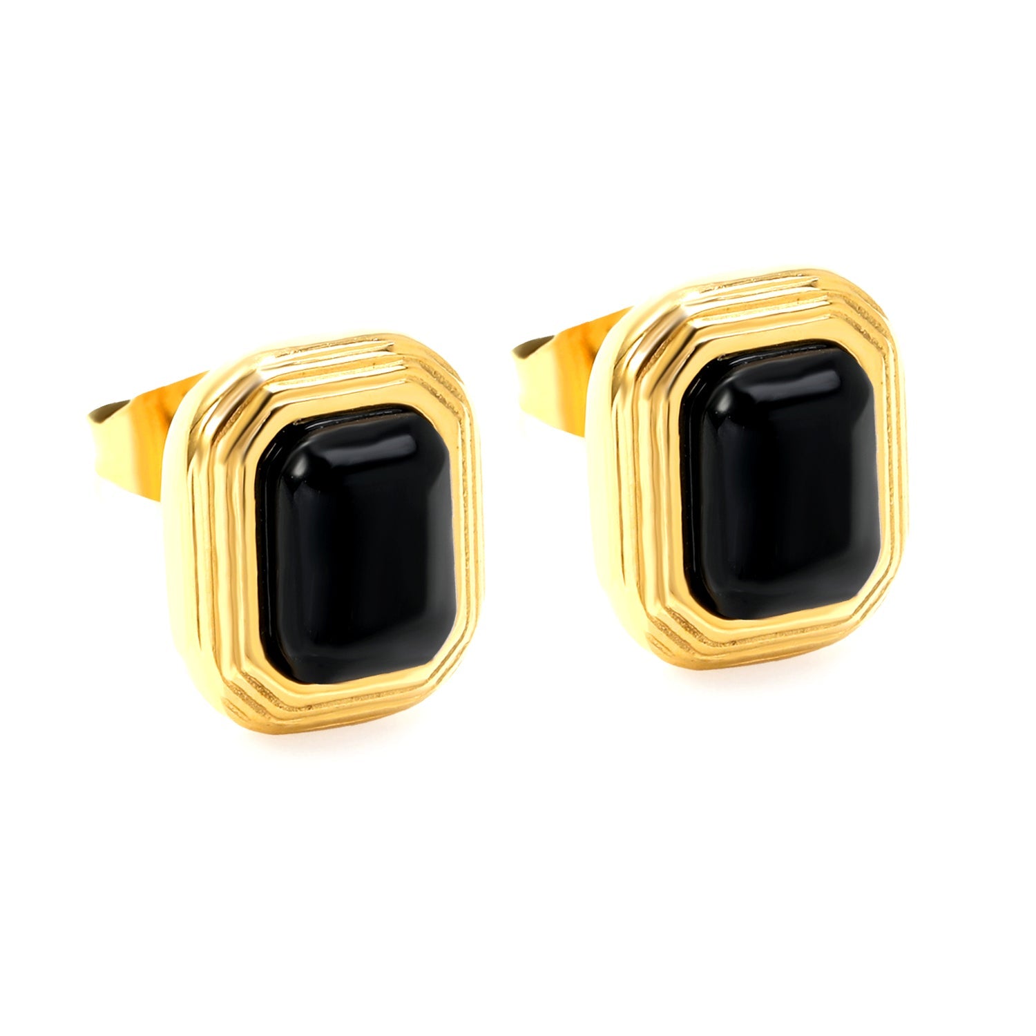 Rectangle with Black Zirconia Earrings 10.3*12.2mm asonjewelry