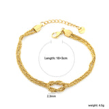 2.3mm Double Clasp Cauliflower Chain 18+3cm+6mm Round Plaque Double Chain Bracelet Gold Color