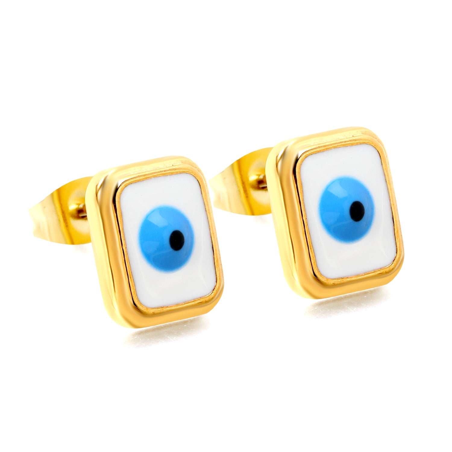 Rectangle with multi-color eyeballs multi-color bottom drop earrings 9*11mm asonjewelry