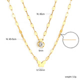 6.7*5mm Cutout Full Light Butterfly Pendant 5mm Cylindrical Sticky White Diamond Accessory Lip Chain 45+40+5cm+6mm Round Plaque Double Chain Necklace Golden