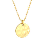 22mm Round Cake Pendant 2mm Bead Chain*40+5cm+6mm Round Plaque Necklace Golden
