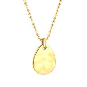 18*25mm teardrop pendant 2mm bead chain*40+5cm+6mm round plate necklace gold color