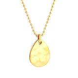 18*25mm teardrop pendant 2mm bead chain*40+5cm+6mm round plate necklace gold color