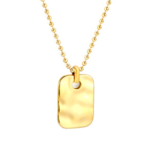 15*22mm Rectangular Pendant 2mm Bead Chain*40+5cm+6mm Round Plaque Necklace Golden