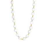 10mm round imitation pearl accessories 2mm through-hole beads *37+8cm+6mm round plate necklace gold color