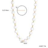 10mm round imitation pearl accessories 2mm through-hole beads *37+8cm+6mm round plate necklace gold color