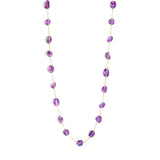 Approx. 9.5*7.4mm amethyst accessories 0.3 elongated chain 40+5cm+6mm round plate necklace gold color