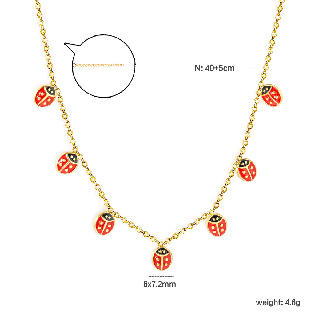 6*7.2mm Beetle Drip Oil Accessories 0.35 Cross Chain*40+5+6mm Round Plaque Necklace Golden
