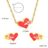Center Arrow Heart Set Gold Earrings: 9.5*6.6mm Pendant: 11.7*8mm 0.3 Cross Chain 40+5cm+6mm Round Plaque