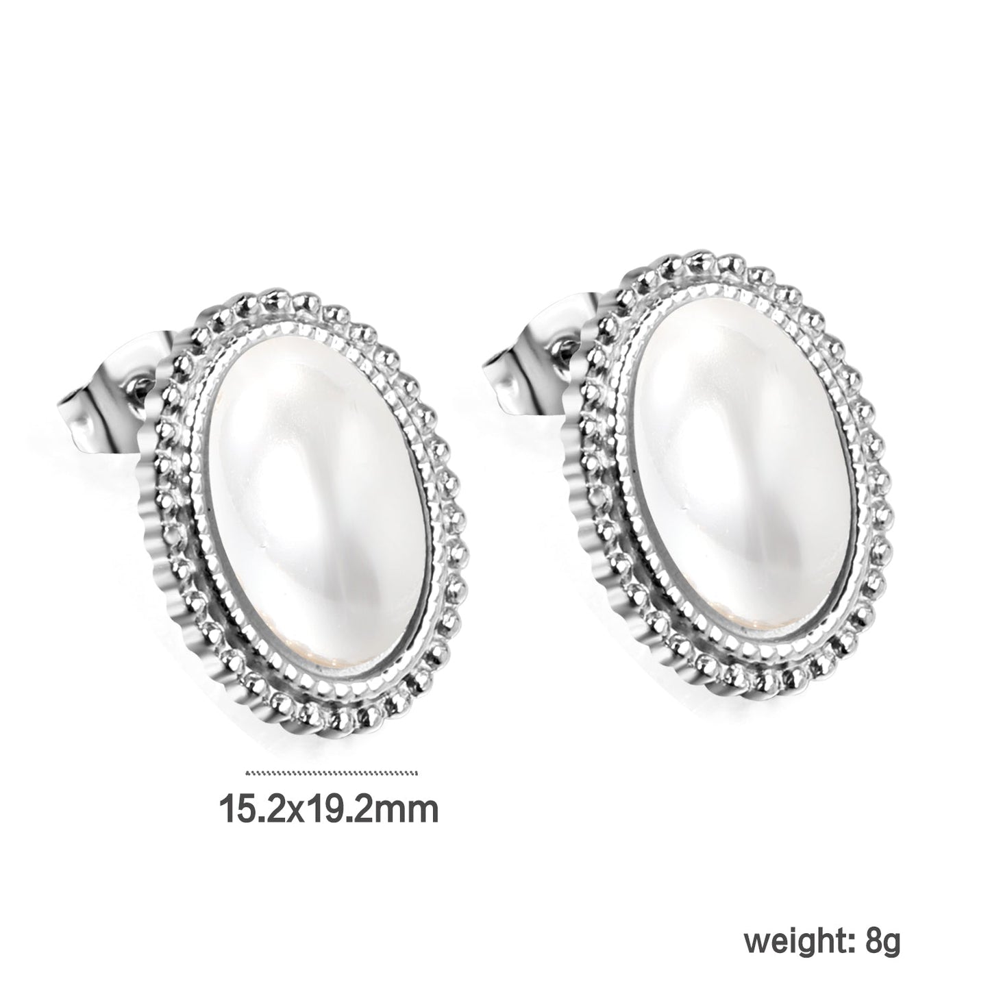 Lace Oval with White Pearl Earrings 15.2*19.2mm asonjewelry