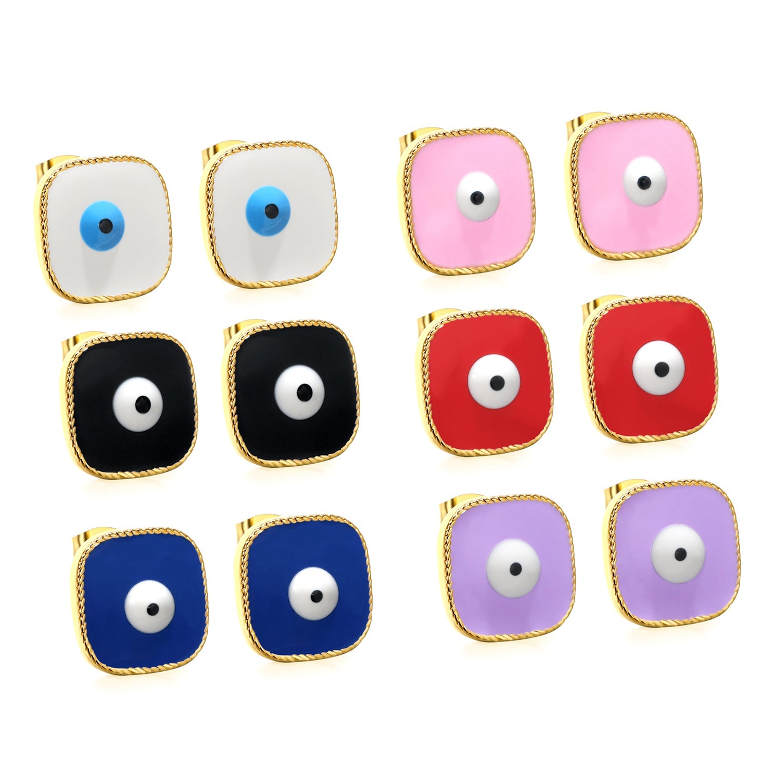 Lace Square with Multi-color Eyelets Multi-color Bottom Oil Drop Earrings 16.5*16.5mm asonjewelry