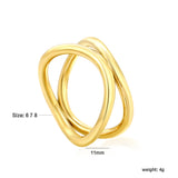 11mm H-Size Double Circle Steel/Gold Plated Statement Ring