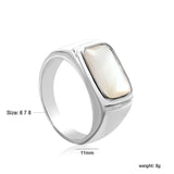 11mm Square White Steel/Gold Plated Fashion Ring